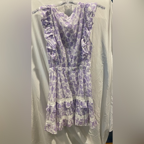 BB Dakota x Steve Madden Ruffled Fit & Flare Mariposa Dress Purple Floral Dress - Picture 3 of 6
